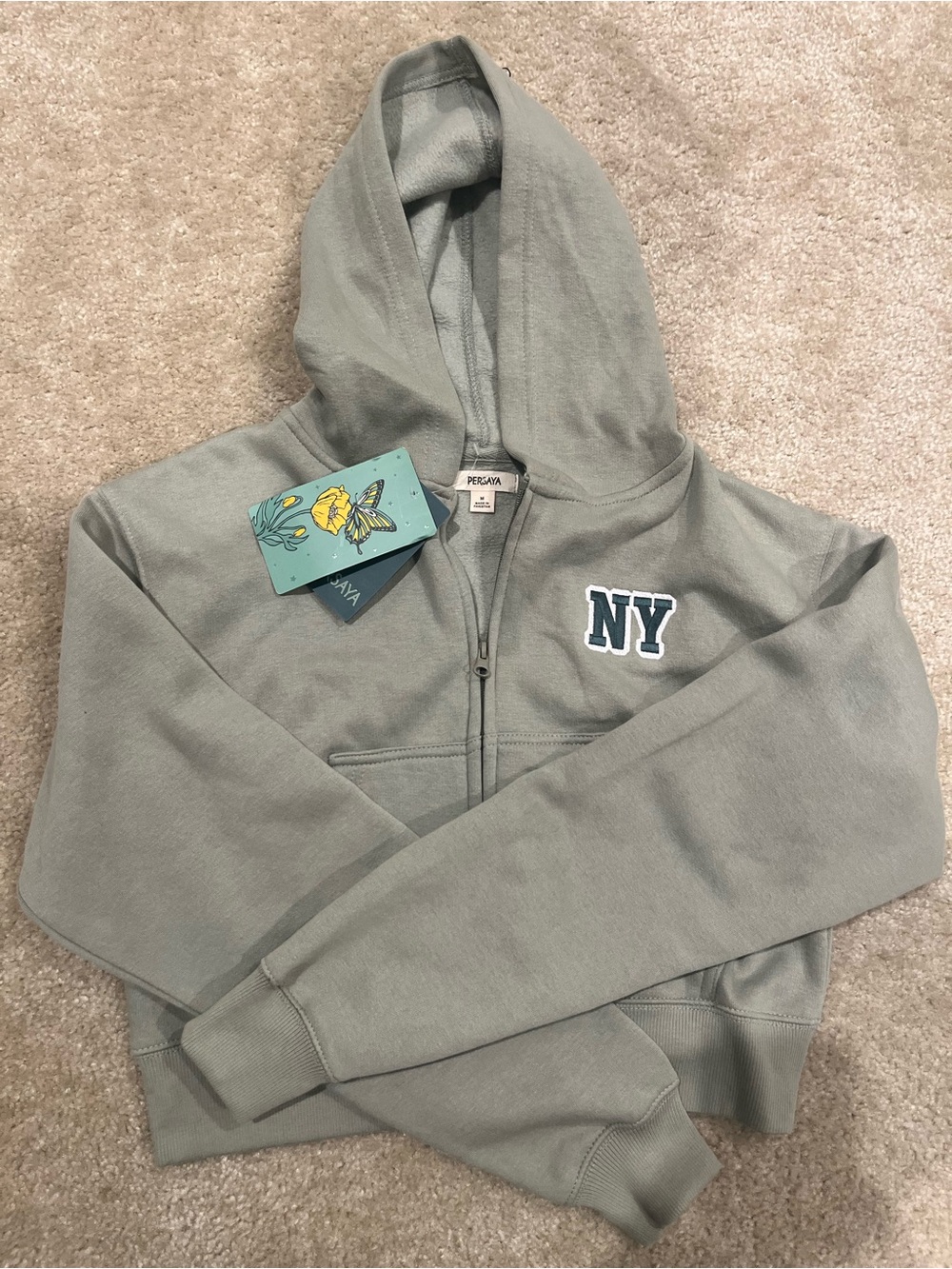 Persaya Kids Sage Green NY Zip Hoodie Jacket